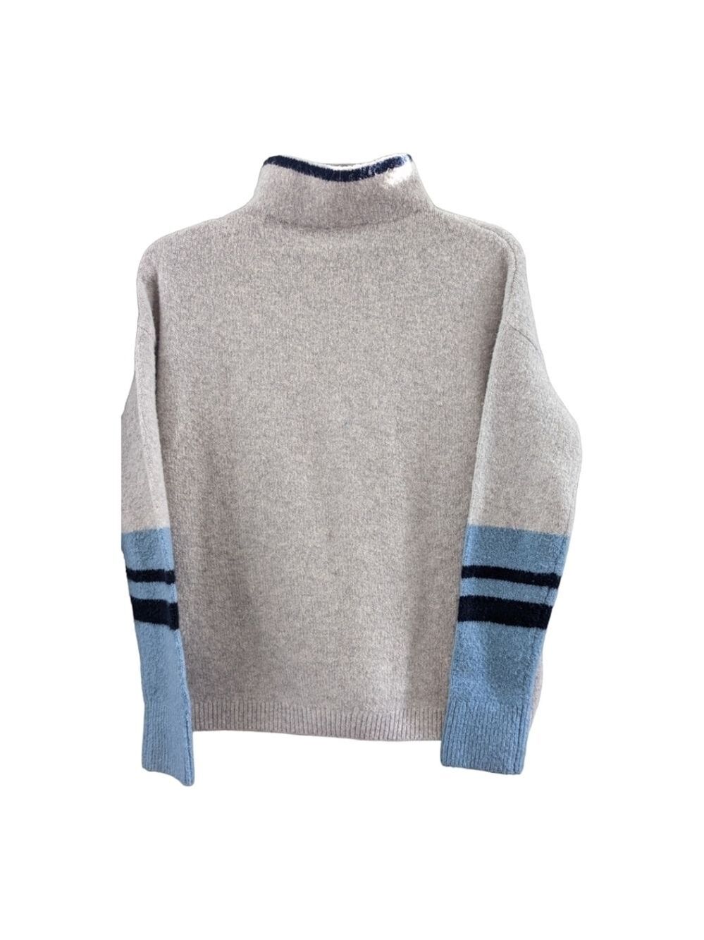 C&C California Gray wool blend turtleneck with blue Colorblock on sleeve Medium
